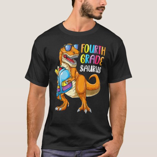 Eerste dag van de 4e klas Saurus Rex terug naar sc T-shirt (Voorkant)