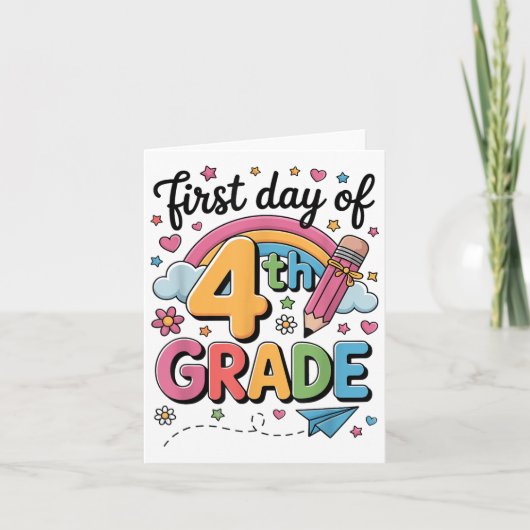 Eerste dag van de 4e klas terug naar school leraar kaart (Voorkant)