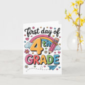 Eerste dag van de 4e klas terug naar school leraar kaart (Gele Bloem)