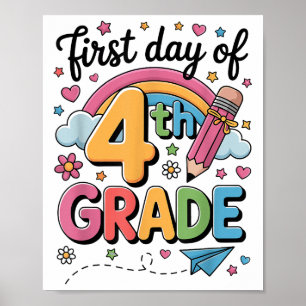 Eerste dag van de 4e klas terug naar school leraar poster
