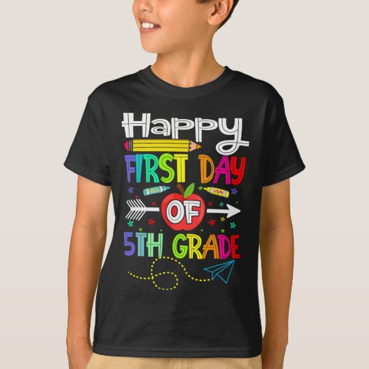 Eerste dag van de 5e graad leraar Terug naar schoo T-shirt (Voorkant)