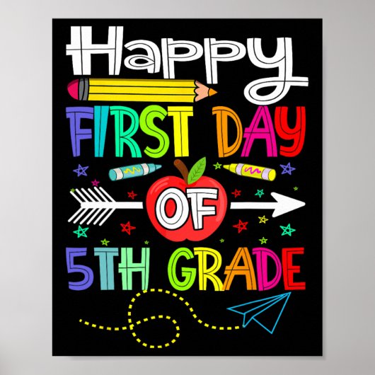 Eerste dag van de 5e klas leraar terug naar school poster (Voorkant)