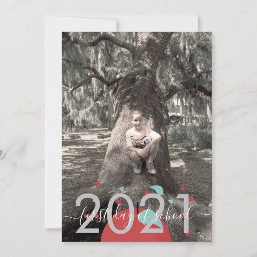 Eerste dag van de Apple Moderne-schoolfotokaart Kaart (Voorkant)