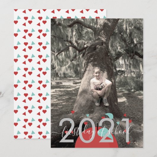 Eerste dag van de Apple Moderne-schoolfotokaart Kaart (Voorkant / Achterkant)