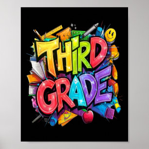 Eerste dag van de derde klas bloemstuk voor leraar poster