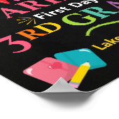 Eerste dag van de derde klas schoolbord - meisje 3 poster (Hoek)