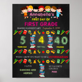 Eerste dag van de eerste GRADEMISTEUR, zwart en kl Poster