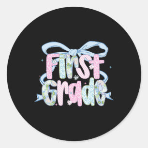 Eerste dag van de eerste klas bloemstuk voor leraa ronde sticker