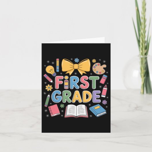 Eerste dag van de eerste klas boog leraar terug na kaart (Voorkant)