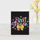 Eerste dag van de eerste klas Coquette Bow Pencil Kaart (Gele Bloem)