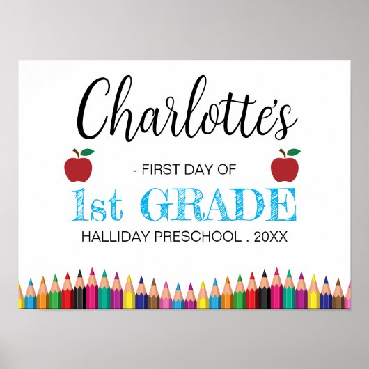 Eerste dag van de eerste klas minimalist Terug naa Poster (Voorkant)