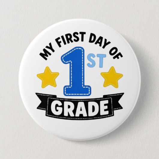 Eerste dag van de eerste klas ronde button 7,6 cm (Voorkant)