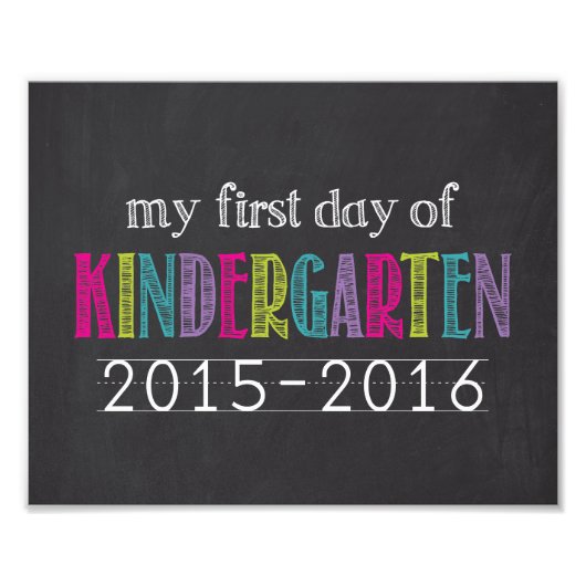 Eerste dag van de gebarentafdruk voor kindergarten foto afdruk (Voorkant)