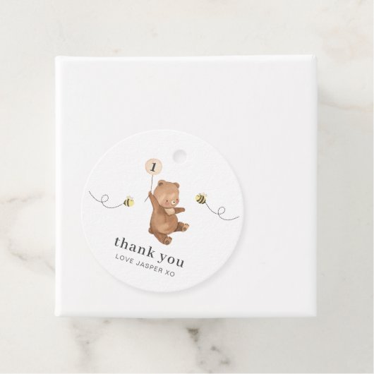 Eerste dag van de honingbijendag Beer Bedankjes Labels (In situ)