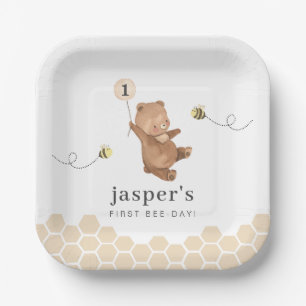 Eerste dag van de honingbijendag Beer Papieren Bordje
