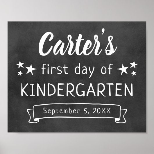 Eerste dag van de Kindergarten Black Chalkboard Poster (Voorkant)