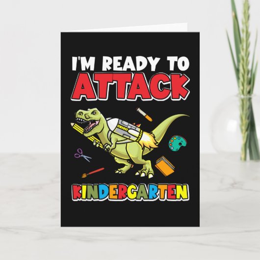 Eerste dag van de Kindergarten Dinosaur Kaart (Voorkant)