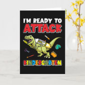 Eerste dag van de Kindergarten Dinosaur Kaart (Gele Bloem)