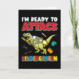 Eerste dag van de Kindergarten Dinosaur Kaart