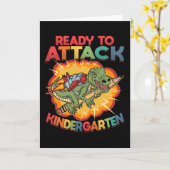 Eerste dag van de Kindergarten Dinosaur Kaart (Gele Bloem)