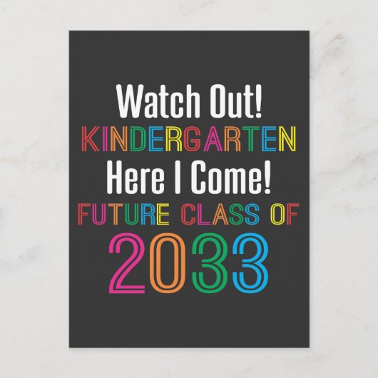 Eerste dag van de Kindergarten, Kinder klasse 2033 Briefkaart (Voorkant)