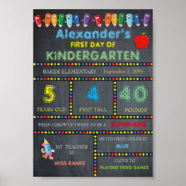 Eerste dag van de Kindergarten Sign BOY, Chalkboar Poster