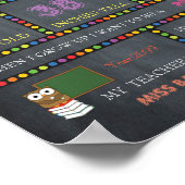 Eerste dag van de Kindergarten Sign GIRL, Chalkboa Poster (Hoek)