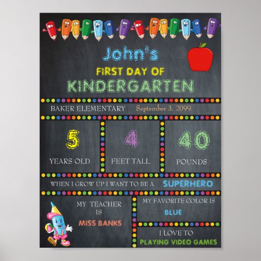 Eerste dag van de Kindergartengebarentaal, bord Poster (Voorkant)