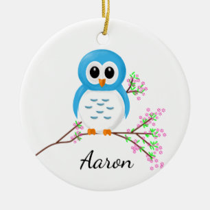 Eerste dag van de Kindertuin, Cartoon Owl op een T Keramisch Ornament