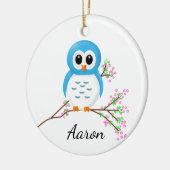 Eerste dag van de Kindertuin, Cartoon Owl op een T Keramisch Ornament (Links)