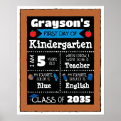 Eerste dag van de klas Tekens Student Art - Blauw Poster (Voorkant)