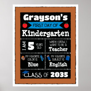 Eerste dag van de klas Tekens Student Art - Blauw Poster