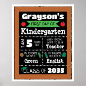 Eerste dag van de klas Tekens Student Art - Groen Poster (Voorkant)