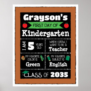 Eerste dag van de klas Tekens Student Art - Groen Poster