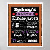 Eerste dag van de klas Tekens Student Art - Paarse Poster (Voorkant)