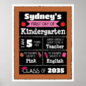 Eerste dag van de klas Tekens Student Art - Roze Poster (Voorkant)