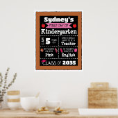 Eerste dag van de klas Tekens Student Art - Roze Poster (Keuken)