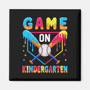 Eerste dag van de kleuterbasisschool honkbal-drip  magneet