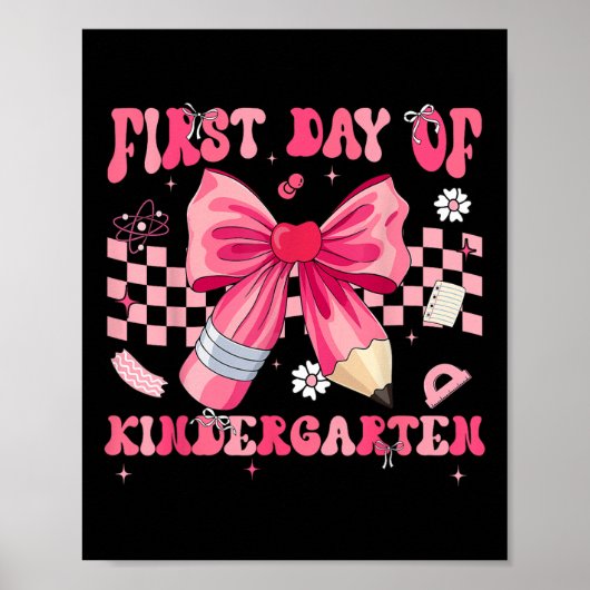 Eerste dag van de kleuterschool Coquette strik pot Poster (Voorkant)