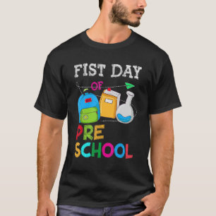 Eerste dag van de kleuterschool leraar terug naar t-shirt