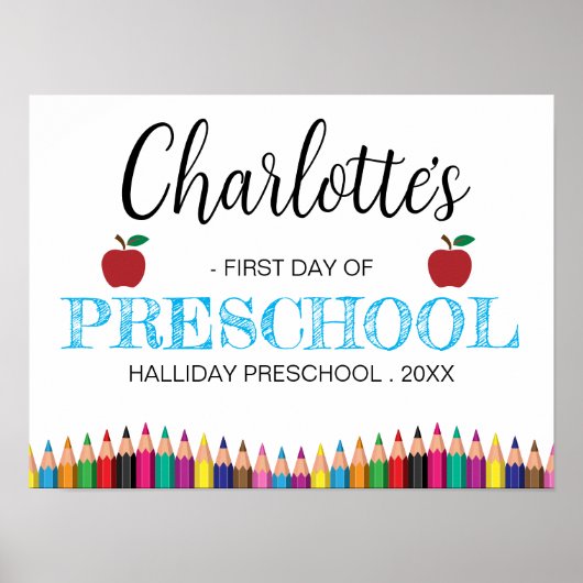 Eerste dag van de kleuterschool Minimalist Terug n Poster (Voorkant)