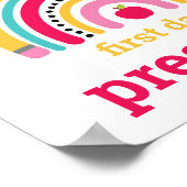 Eerste dag van de kleuterschool regenboog bord poster (Hoek)