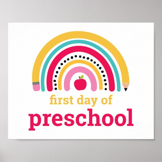 Eerste dag van de kleuterschool regenboog bord poster (Voorkant)