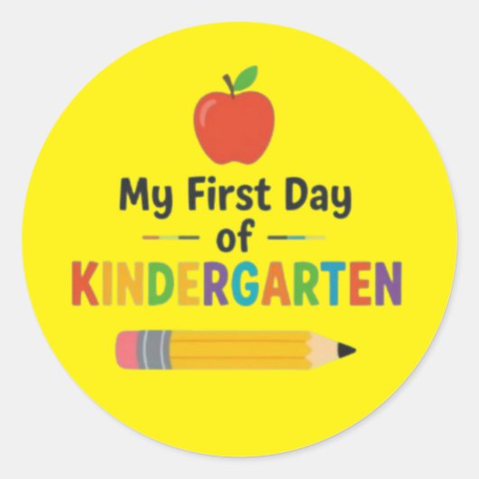 Eerste dag van de kleuterschool ronde sticker (Voorkant)