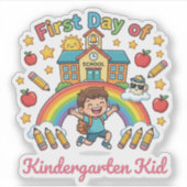 Eerste dag van de kleuterschool sticker voor terug (Voorkant)