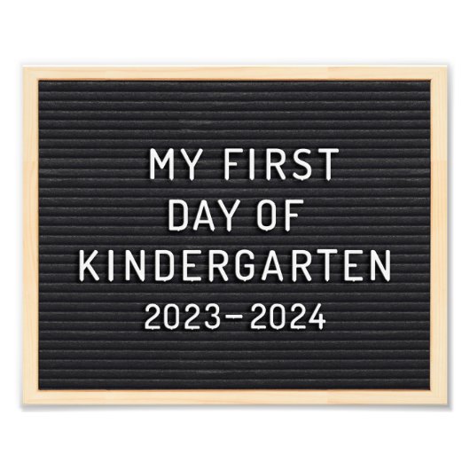 Eerste dag van de kleuterschool teken Eerste dag v Foto Afdruk (Voorkant)