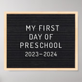 Eerste dag van de kleuterschool teken Eerste dag v Poster (Voorkant)
