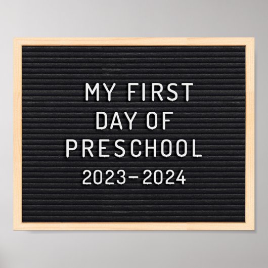 Eerste dag van de kleuterschool teken Eerste dag v Poster (Voorkant)