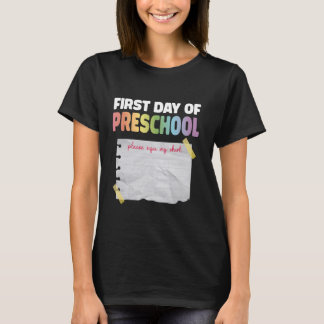 Eerste dag van de kleuterschool teken mijn shirt t