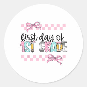 Eerste dag van de lerares van groep 3 meisje Coque Ronde Sticker